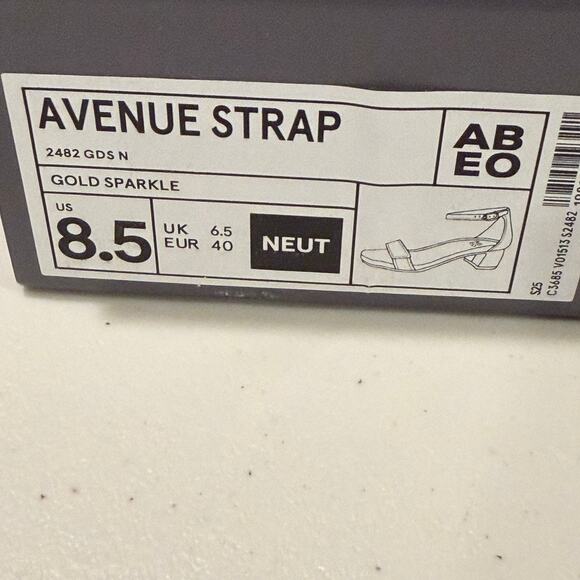 ABEO Avenue Strap 8.5 Gold Sparkle Block Heels Leather Party Y2K Coquette Luxury - Picture 10 of 10